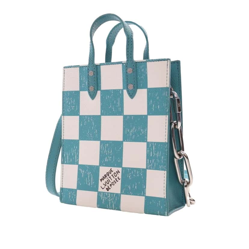 Louis Vuitton Damier Checkerboard Sac Plat XS Blue Leather Very good condition - Inside View