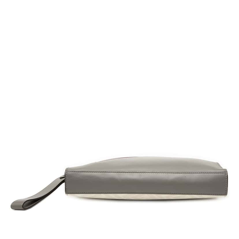 Fendi Zucca Coated Canvas FF 1974 Diagonal Vitello Liberty Front Zip Clutch White Never worn, with tag - Inside View