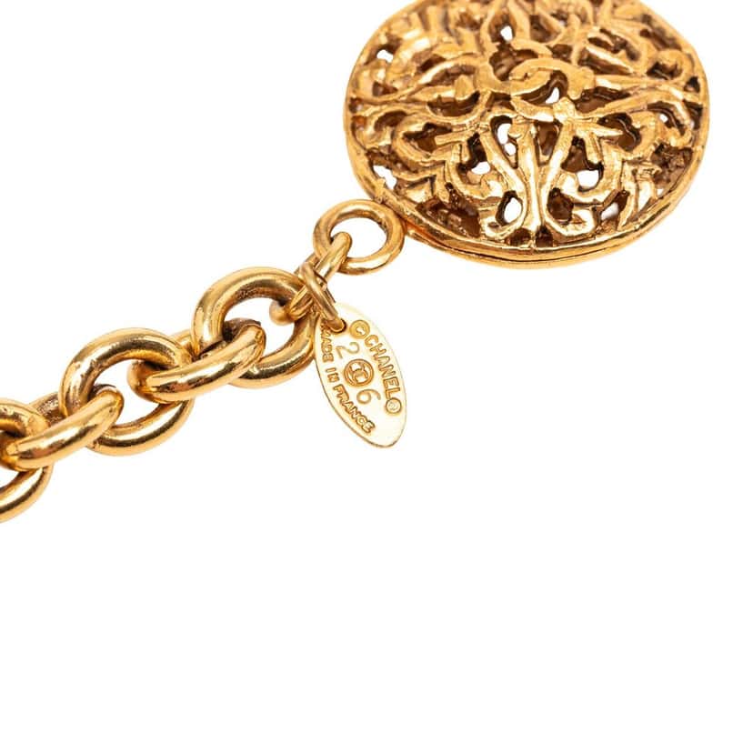 Chanel Gold Plated Equestrian Medallion Chain Belt Gold Metal Very good condition - Inside View