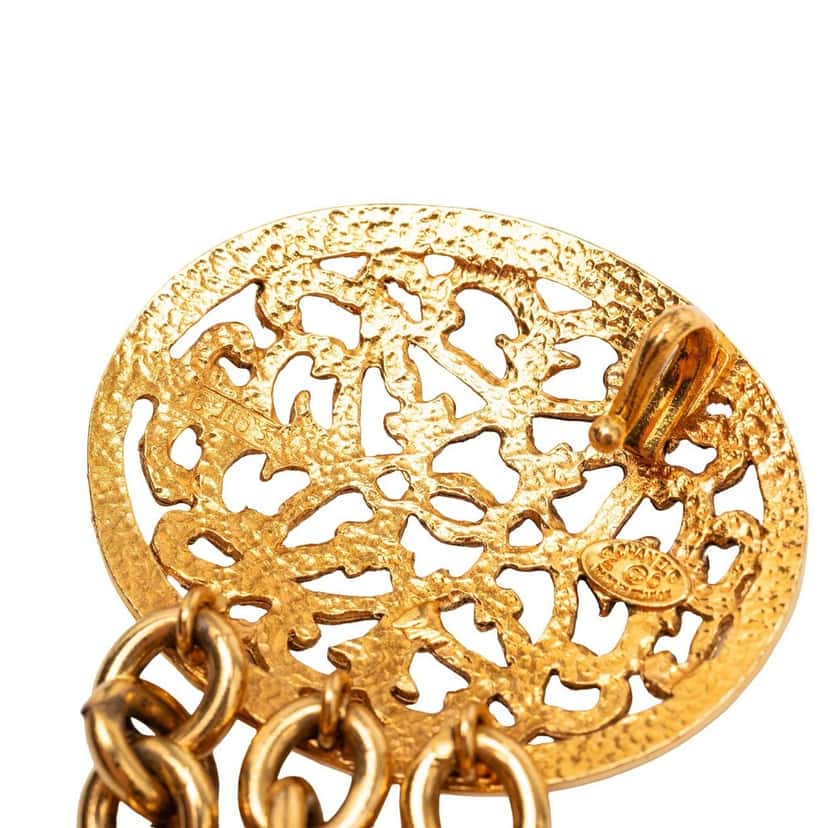 Chanel Gold Plated Equestrian Medallion Chain Belt Gold Metal Very good condition - Box View