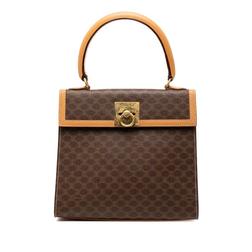 Celine Macadam Coated Canvas Handbag Brown Very good condition - Front View