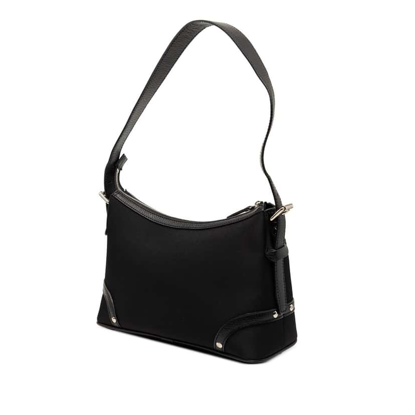 Burberry Nova Check Trimmed Canvas Shoulder Bag Black Very good condition - Back View