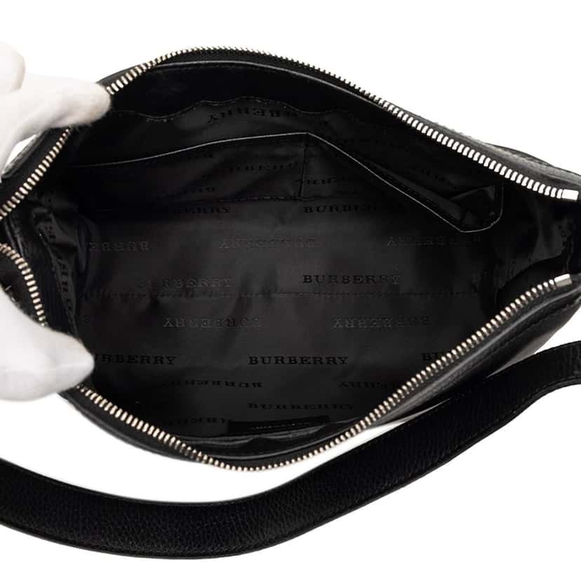 Burberry Nova Check Trimmed Canvas Shoulder Bag Black Very good condition - Model View