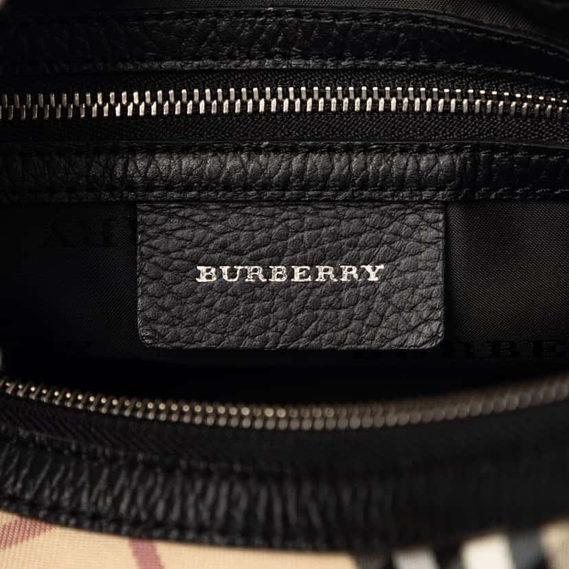 Burberry Nova Check Trimmed Canvas Shoulder Bag Black Very good condition - Box View