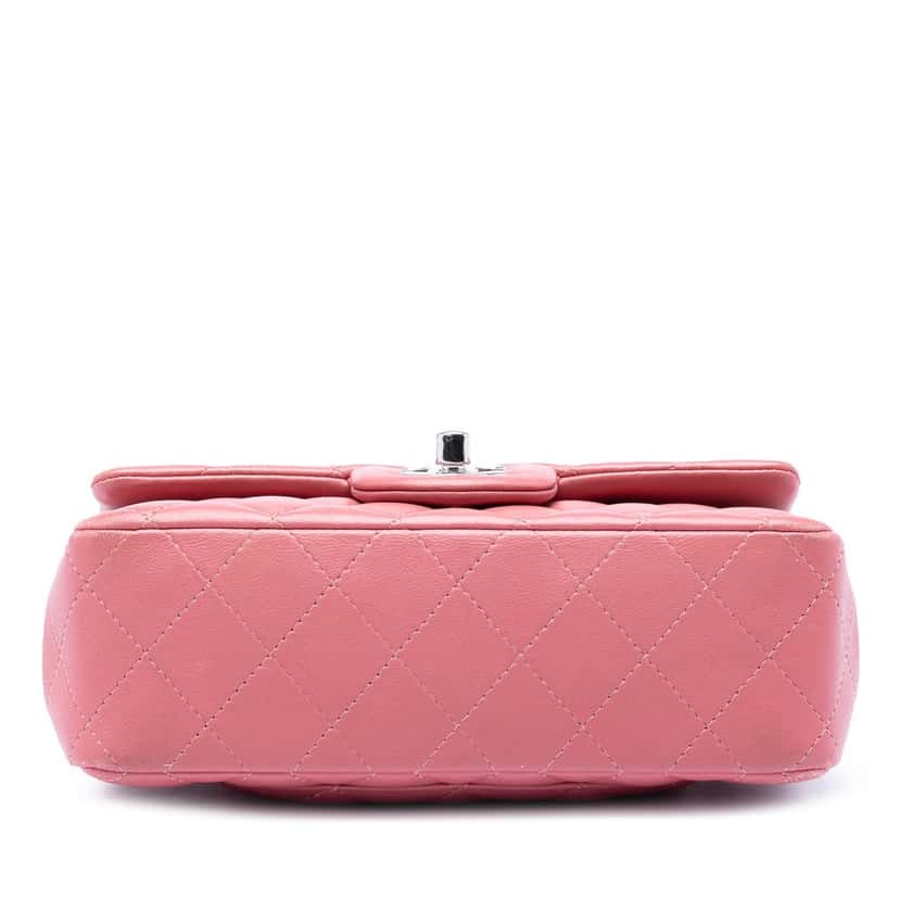 Chanel Mini Rectangular Classic Lambskin Single Flap Pink Leather Very good condition - Inside View