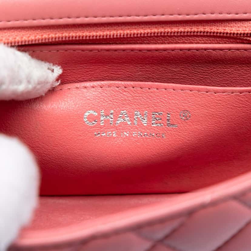 Chanel Mini Rectangular Classic Lambskin Single Flap Pink Leather Very good condition - Box View