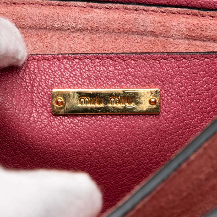 Miu Miu Goatskin Madras Crossbody Red Leather Very good condition - Box View