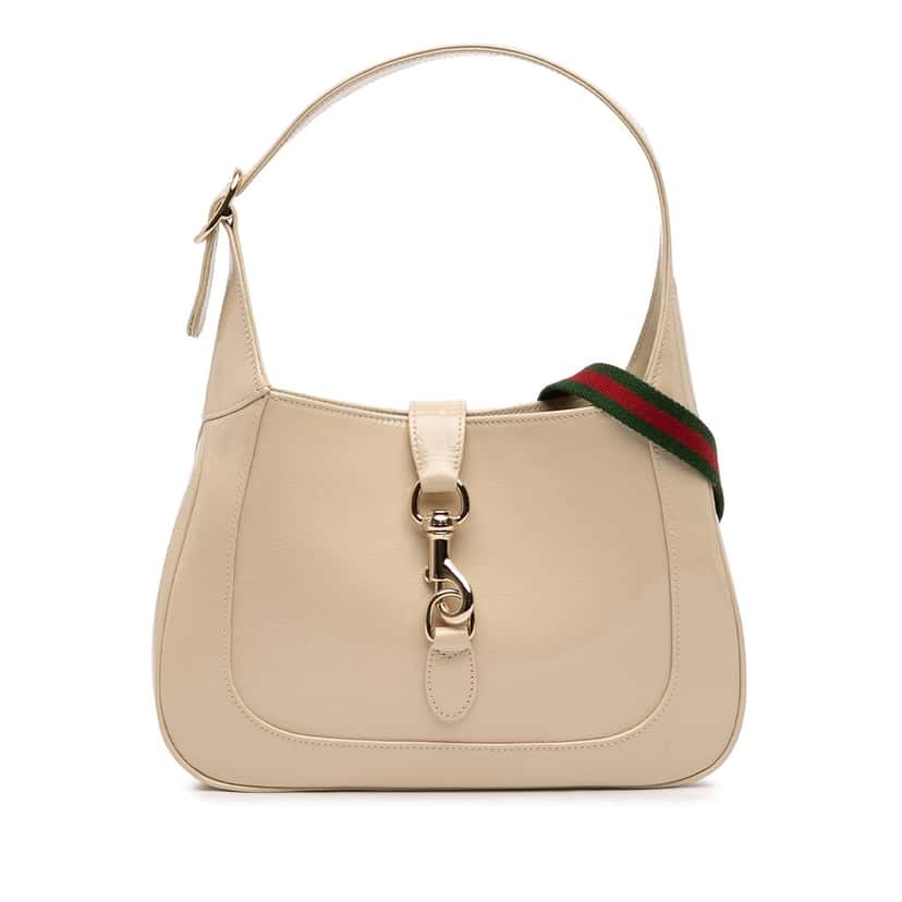 Gucci Small Calfskin Web Jackie 1961 Crossbody Beige Leather Very good condition - Front View