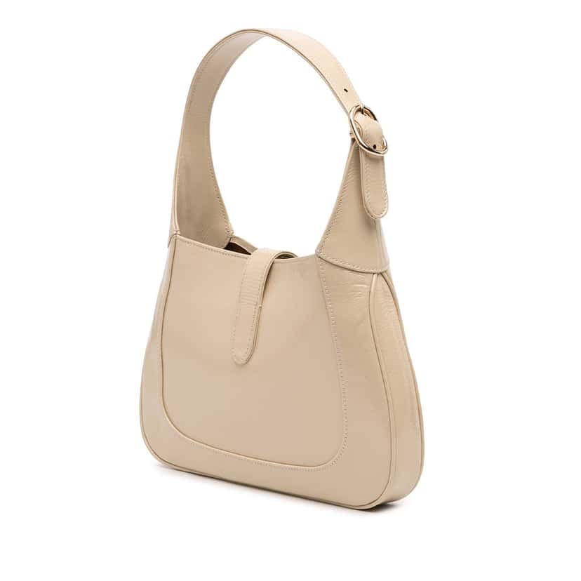 Gucci Small Calfskin Web Jackie 1961 Crossbody Beige Leather Very good condition - Back View