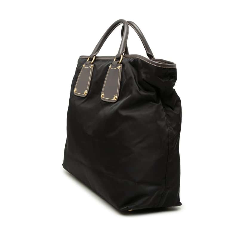 Prada Saffiano Trimmed Tessuto Satchel Black Very good condition - Back View