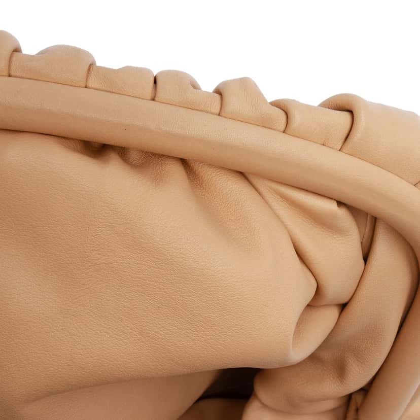 Bottega Veneta Teen Lambskin Pouch Beige Leather Very good condition - Box View