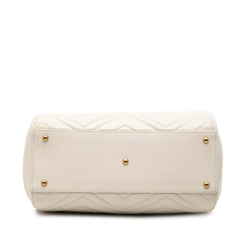 Gucci Small GG Marmont Matelasse Calfskin Satchel White Leather Very good condition - Inside View