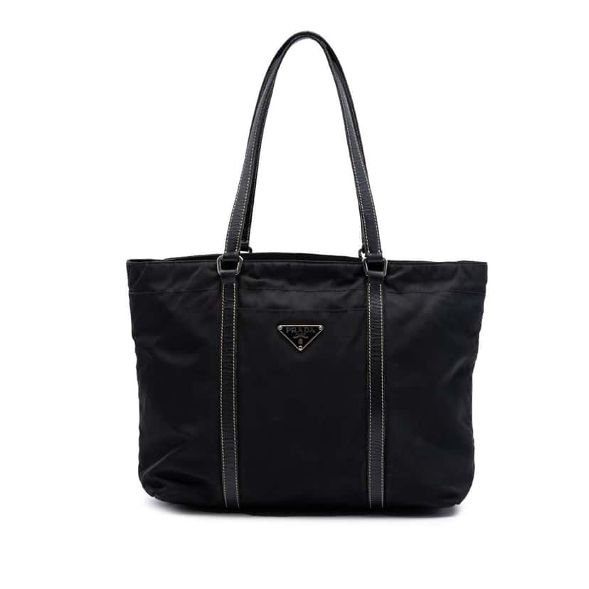 Prada Saffiano Trimmed Tessuto Tote Black Very good condition - Front View