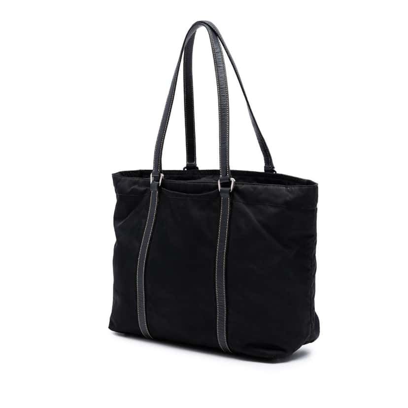 Prada Saffiano Trimmed Tessuto Tote Black Very good condition - Back View