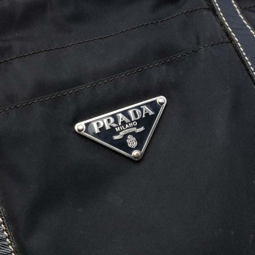 Prada Saffiano Trimmed Tessuto Tote Black Very good condition - Box View