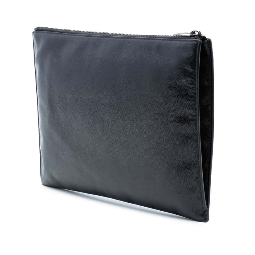 Saint Laurent Grain De Poudre Monogram Monochrome iPad Case Black Leather Very good condition - Back View
