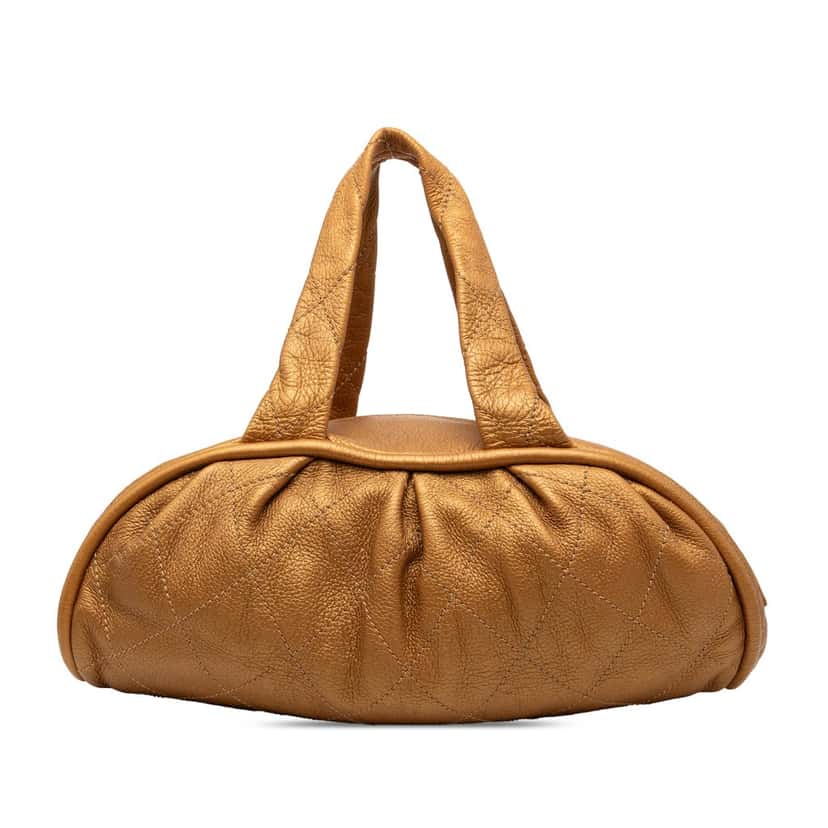 Chanel Small Quilted Metallic Calfskin Le Marais Bowler Bag Gold Leather Very good condition - Front View