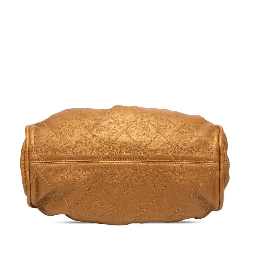 Chanel Small Quilted Metallic Calfskin Le Marais Bowler Bag Gold Leather Very good condition - Inside View