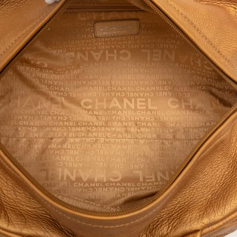 Chanel Small Quilted Metallic Calfskin Le Marais Bowler Bag Gold Leather Very good condition - Model View