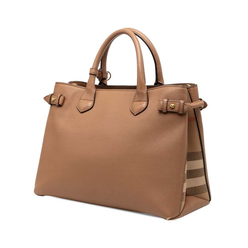 Burberry Medium Leather and House Check Banner Satchel Brown Leather Very good condition - Back View