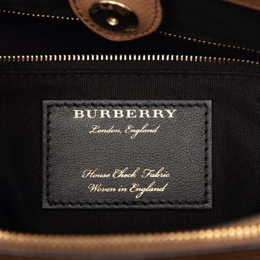 Burberry Medium Leather and House Check Banner Satchel Brown Leather Very good condition - Box View