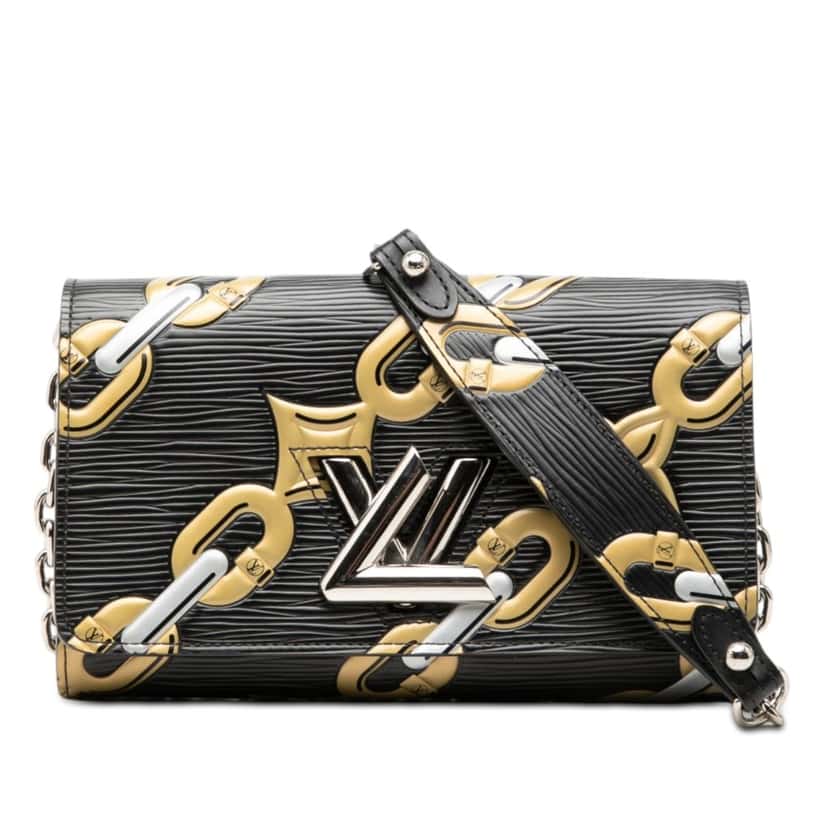 Louis Vuitton Epi Chain Flower Twist Wallet On Chain Black Leather Very good condition - Front View