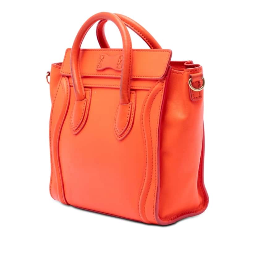 Celine Nano Leather Luggage Tote Orange Leather Very good condition - Back View