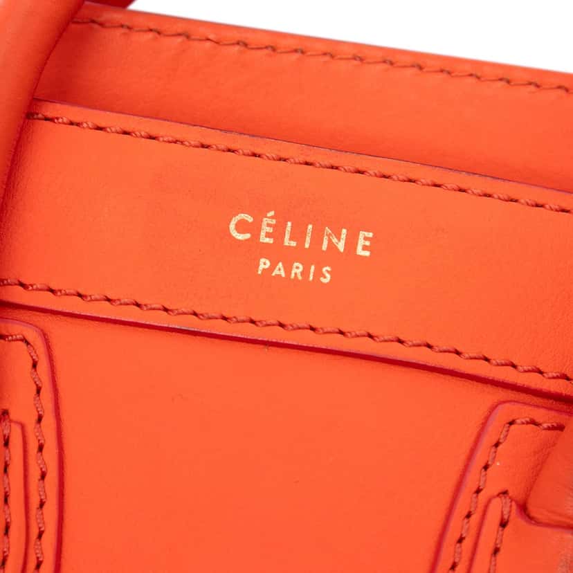 Celine Nano Leather Luggage Tote Orange Leather Very good condition - Box View