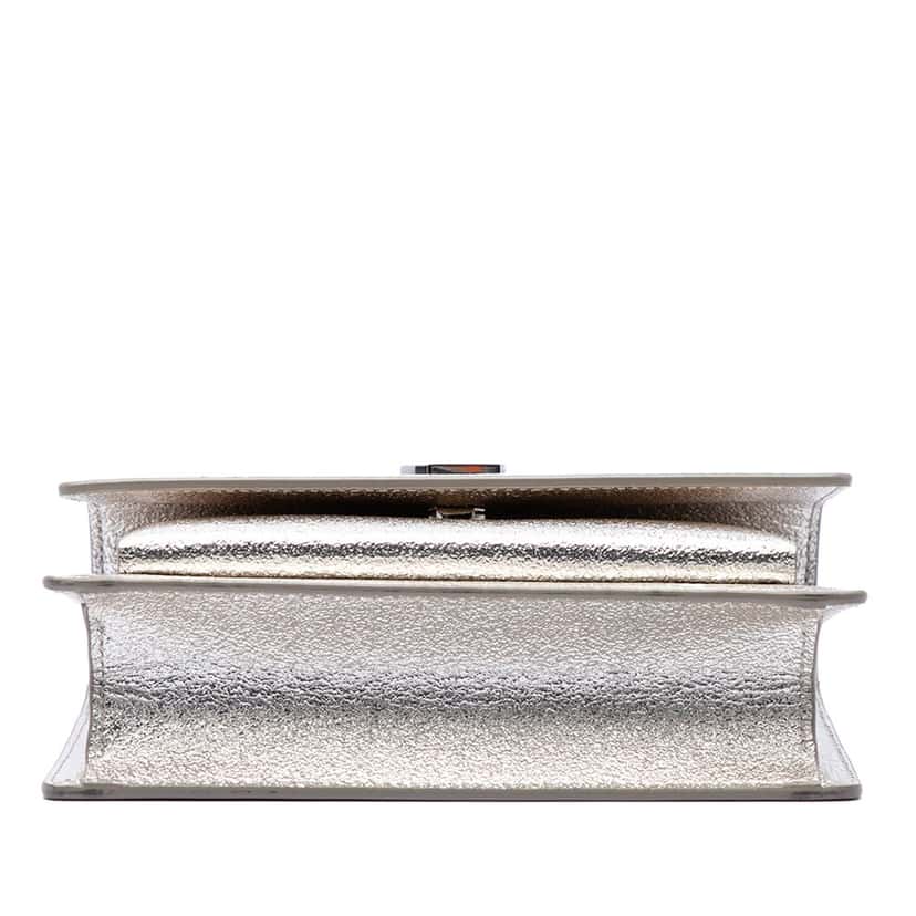 Saint Laurent Mini Metallic Calfskin Monogram Sunset Wallet on Chain Silver Leather Very good condition - Inside View
