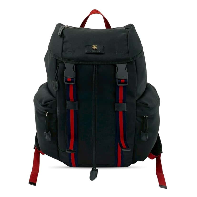 Gucci Canvas Techno Web Animalier Backpack Black Very good condition - Front View