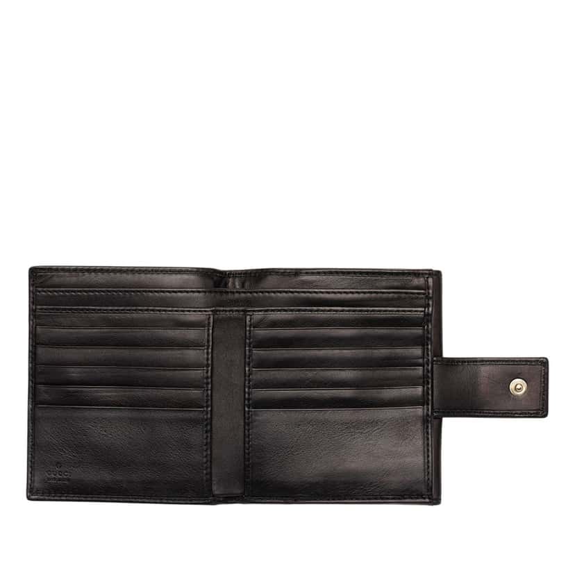 Gucci Calfskin Indy Bifold Wallet Black Leather Very good condition - Model View