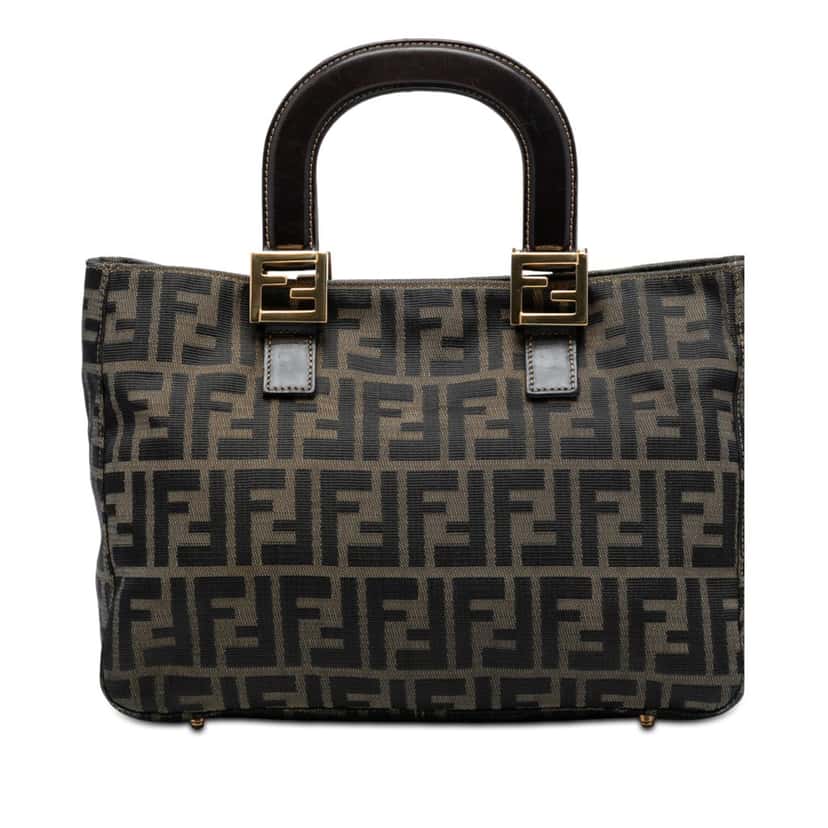 Fendi Small Zucca Canvas Twins Tote Brown Very good condition - Front View