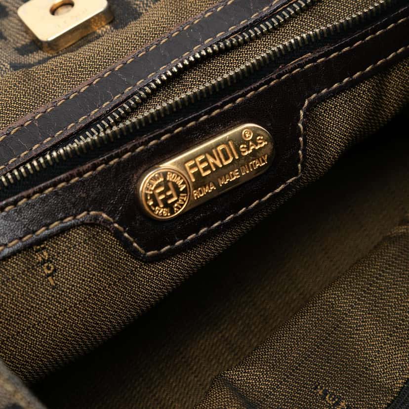 Fendi Small Zucca Canvas Twins Tote Brown Very good condition - Box View