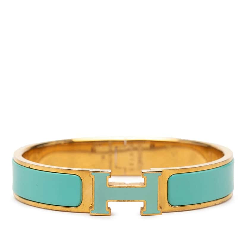 Hermès Narrow Enamel Clic H Bracelet PM Blue Very good condition - Front View