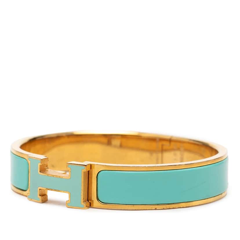 Hermès Narrow Enamel Clic H Bracelet PM Blue Very good condition - Back View