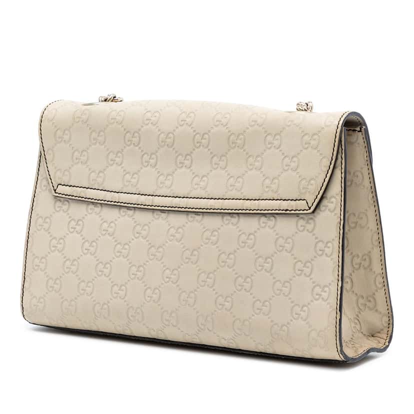 Gucci Medium Guccissima Emily Shoulder Bag White Leather Very good condition - Back View