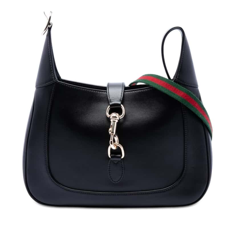Gucci Small Calfskin Web Jackie 1961 Crossbody Black Leather Very good condition - Front View