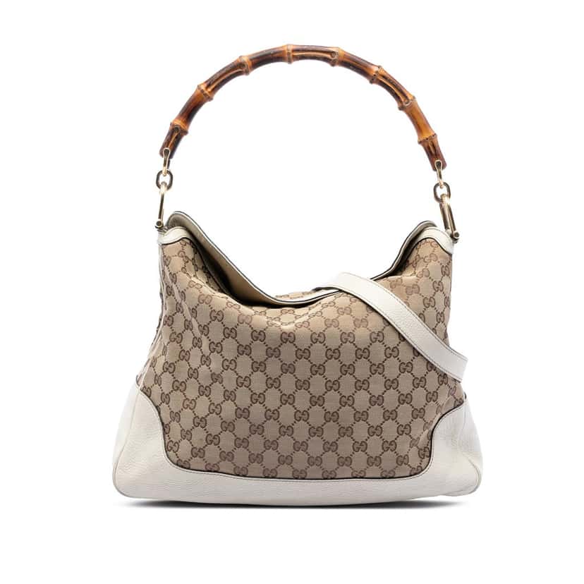 Gucci GG Canvas Bamboo Diana Satchel Beige Very good condition - Front View