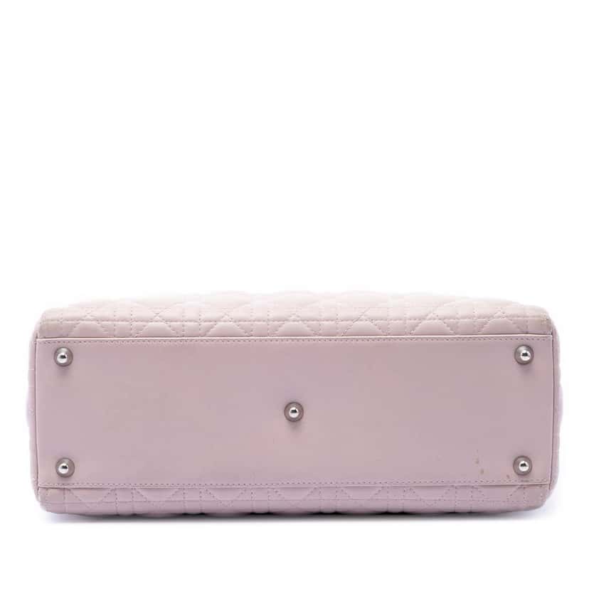 Dior Large Lambskin Cannage Lady Dior Pink Leather Very good condition - Inside View