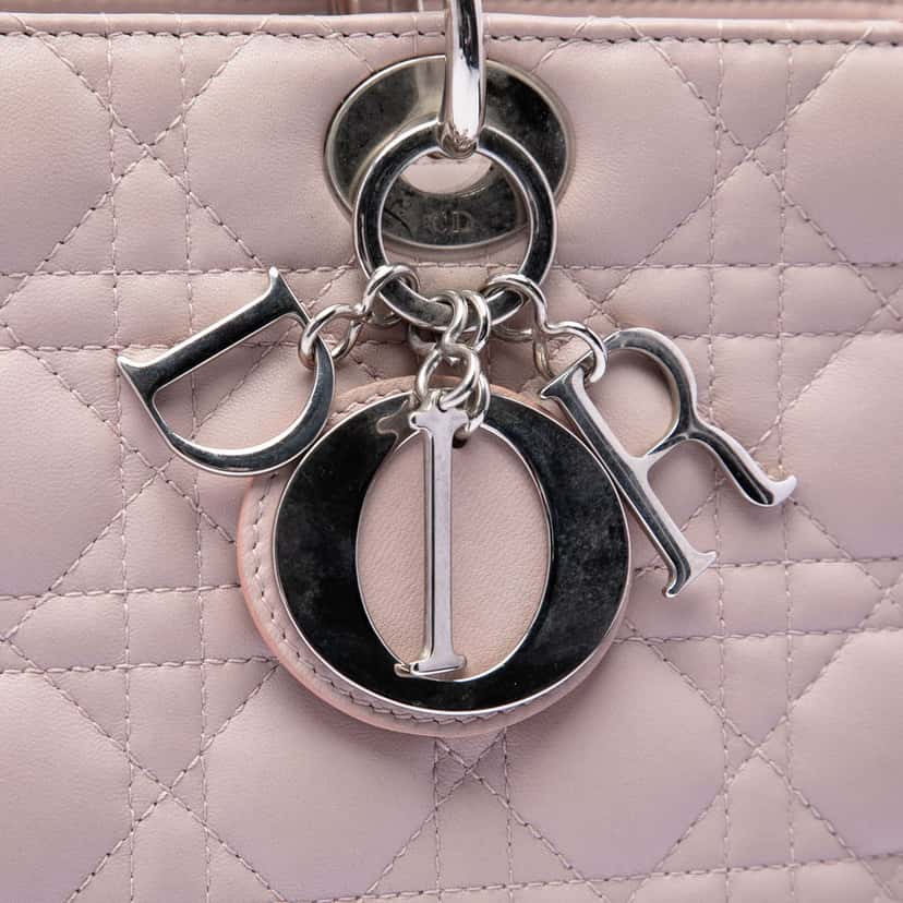 Dior Large Lambskin Cannage Lady Dior Pink Leather Very good condition - Box View