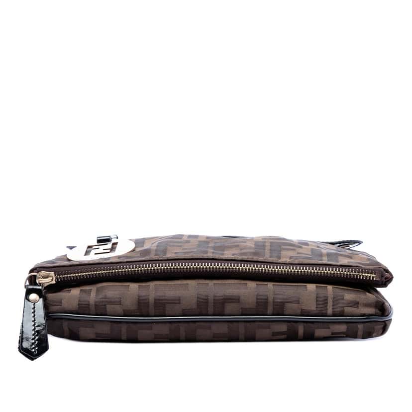 Fendi Zucca Canvas Flap Wristlet Clutch Brown Very good condition - Inside View