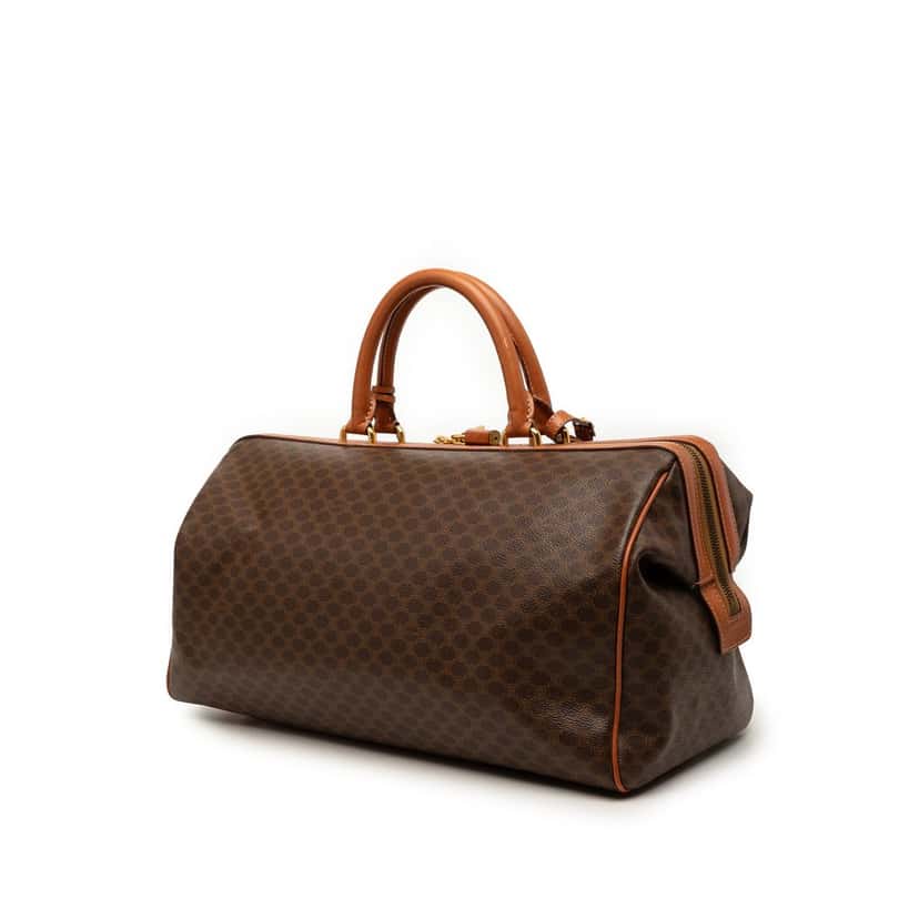 Celine Macadam Coated Canvas Travel Bag Brown Very good condition - Back View