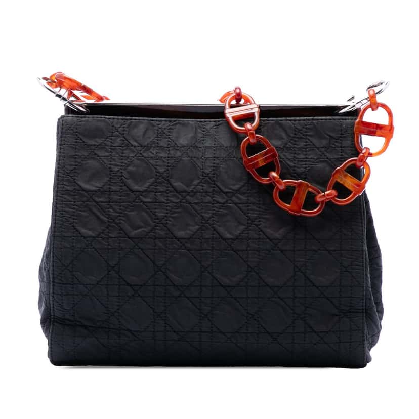 Dior Nylon Cannage Shoulder Bag Black Very good condition - Front View