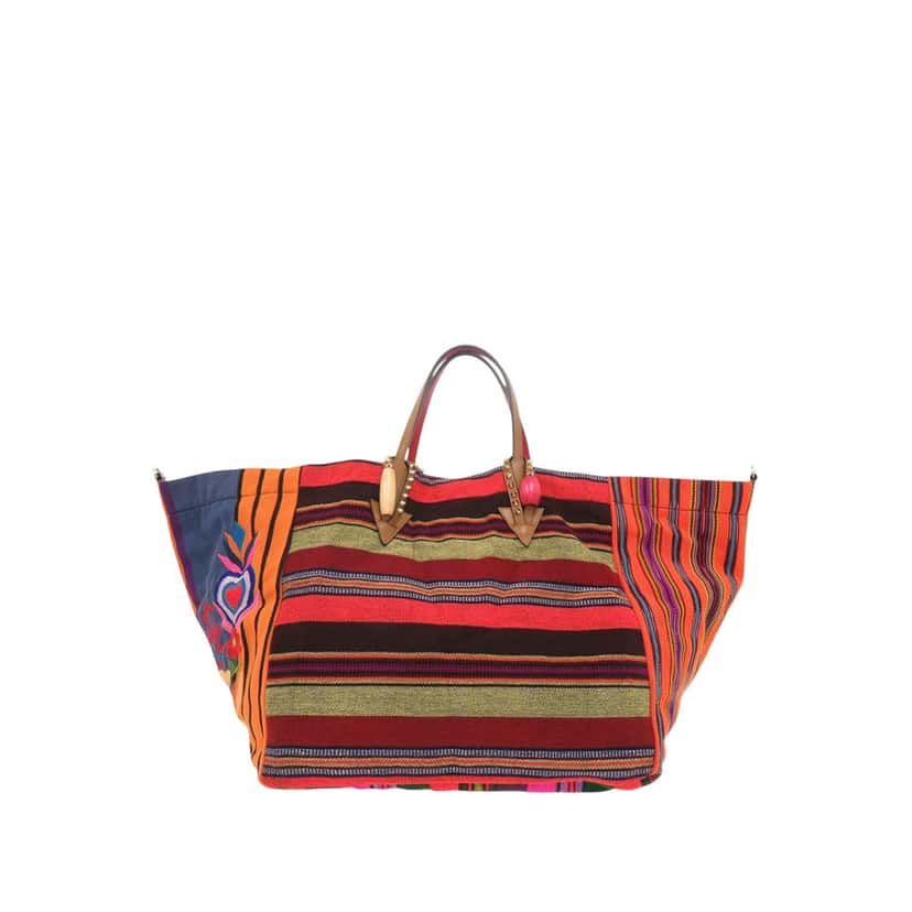 Christian Louboutin Multicolor Embroidered Canvas Mexicaba Tote Red Very good condition - Back View