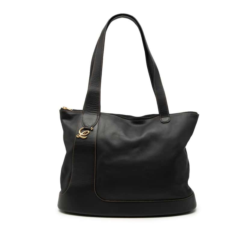 LOEWE Leather Anagram Tote Black Leather Very good condition - Front View