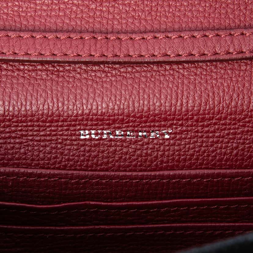 Burberry Small Leather and House Check Canvas Derby Macken Crossbody Red Leather Very good condition - Box View