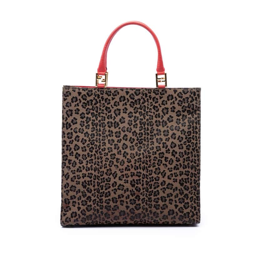Fendi Leopard Print Canvas Tote Brown Very good condition - Front View