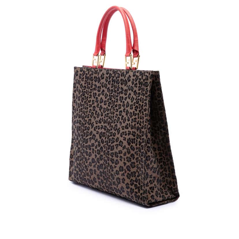 Fendi Leopard Print Canvas Tote Brown Very good condition - Back View
