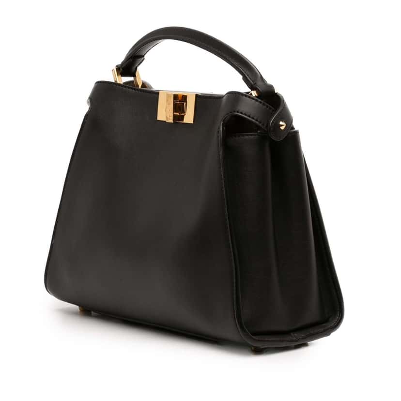 Fendi Medium Leather Peekaboo Iconic Essentially Satchel Black Leather Very good condition - Back View