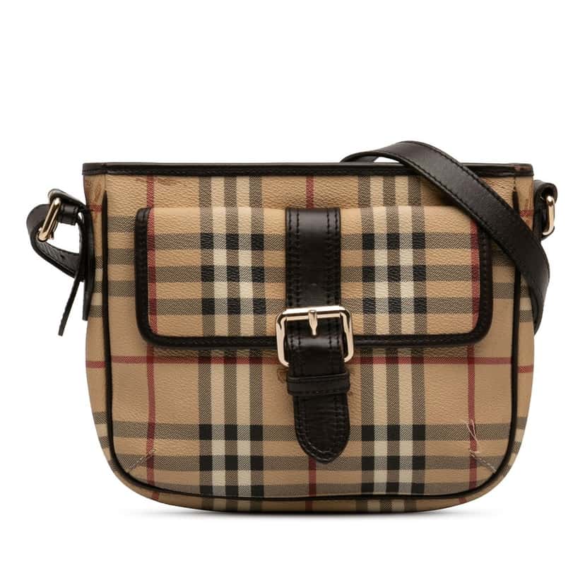 Burberry Haymarket Check Coated Canvas Crossbody Beige Good condition - Front View
